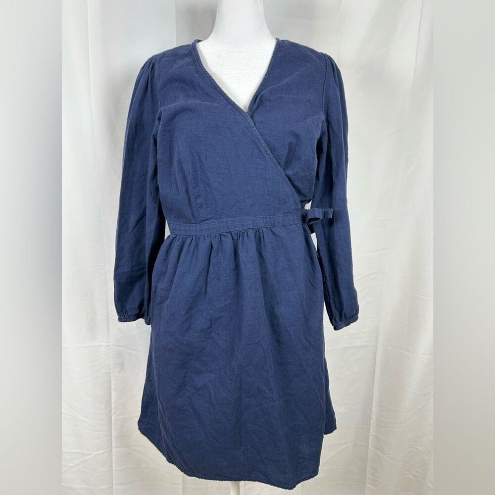 Old Navy Wrap Mini Dress Women’s Medium Puff Sleeve V Neck Cotton Tie Brunch